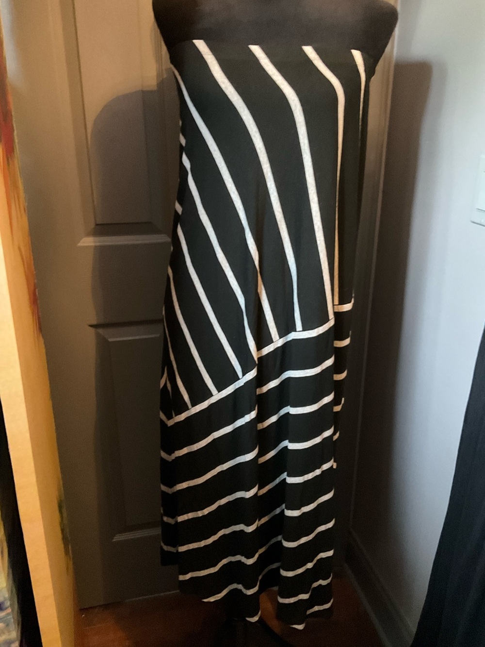 Matty M Med. Black and gray strapless dress.